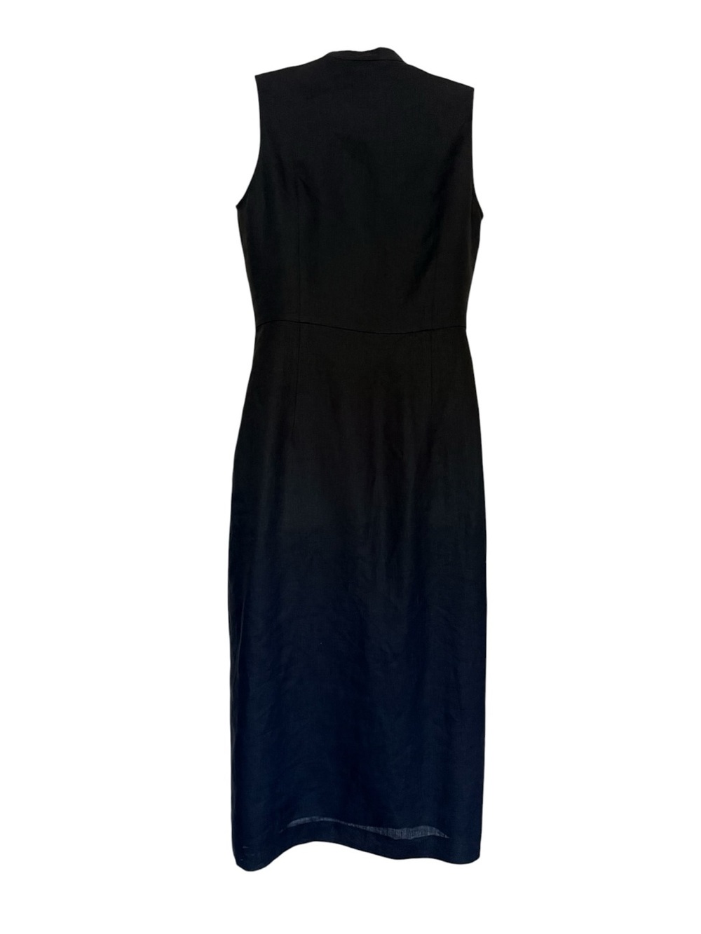 New,Banana Republic Black 100% Linen Classic Sleeveless Black Button-Front Dress - Picture 2 of 7